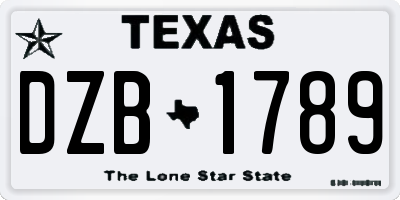TX license plate DZB1789