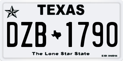 TX license plate DZB1790