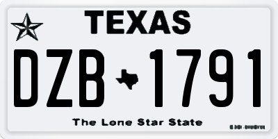 TX license plate DZB1791