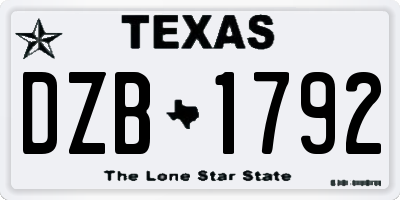 TX license plate DZB1792