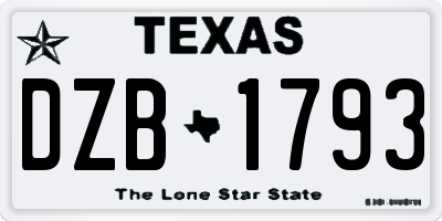 TX license plate DZB1793