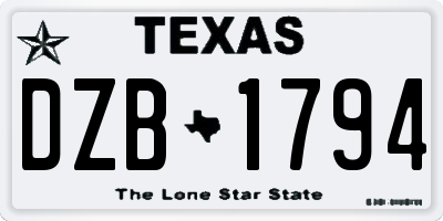 TX license plate DZB1794