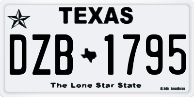 TX license plate DZB1795