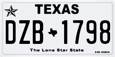 TX license plate DZB1798