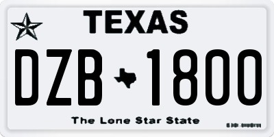 TX license plate DZB1800