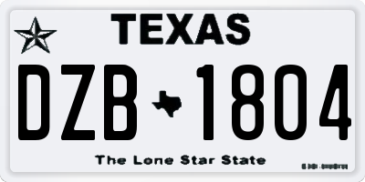 TX license plate DZB1804