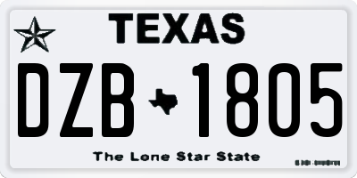 TX license plate DZB1805