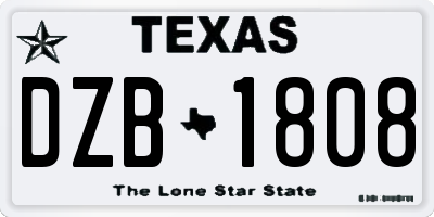 TX license plate DZB1808