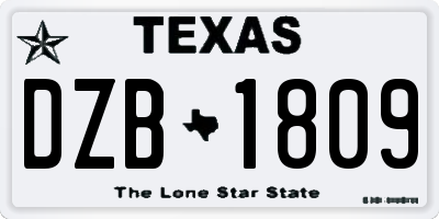 TX license plate DZB1809