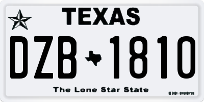 TX license plate DZB1810