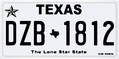TX license plate DZB1812