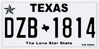 TX license plate DZB1814