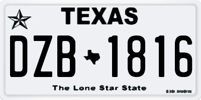 TX license plate DZB1816