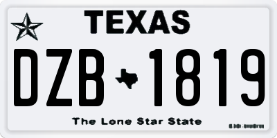 TX license plate DZB1819
