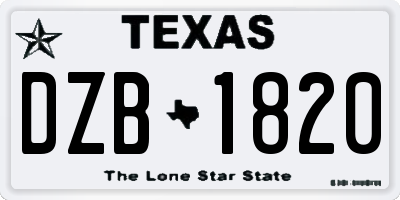 TX license plate DZB1820