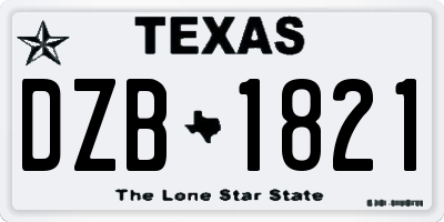 TX license plate DZB1821