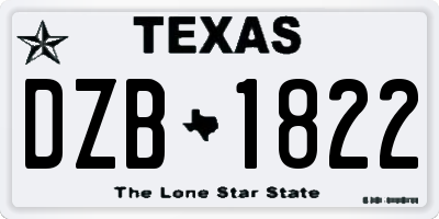 TX license plate DZB1822
