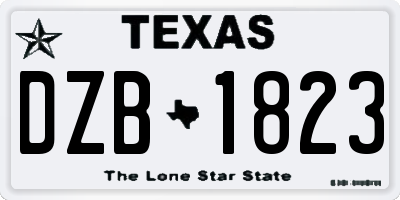 TX license plate DZB1823