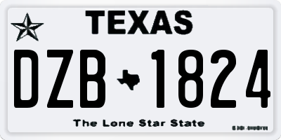 TX license plate DZB1824