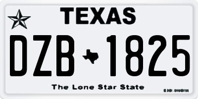 TX license plate DZB1825