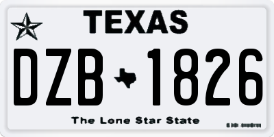 TX license plate DZB1826