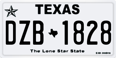 TX license plate DZB1828
