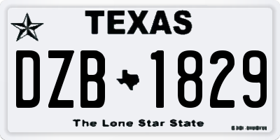 TX license plate DZB1829