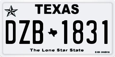 TX license plate DZB1831