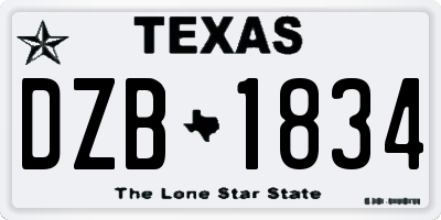TX license plate DZB1834