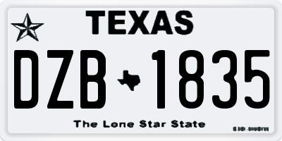 TX license plate DZB1835