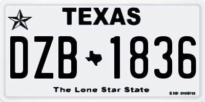 TX license plate DZB1836