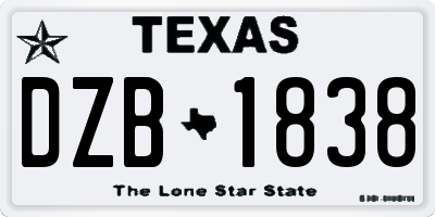TX license plate DZB1838