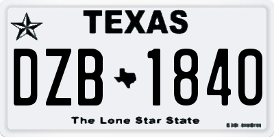 TX license plate DZB1840