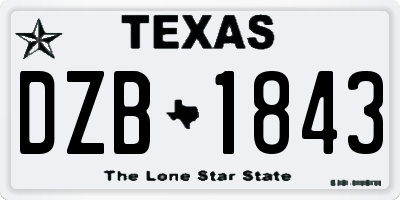 TX license plate DZB1843