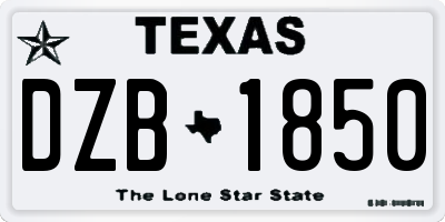 TX license plate DZB1850