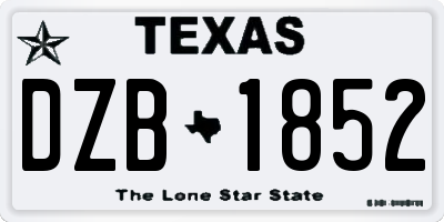 TX license plate DZB1852