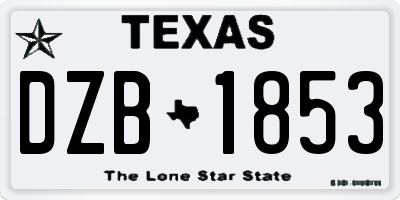 TX license plate DZB1853