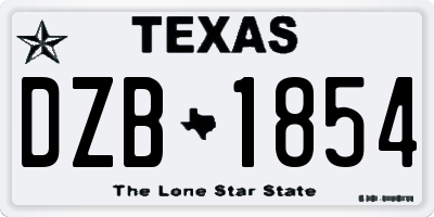 TX license plate DZB1854