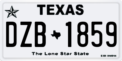 TX license plate DZB1859