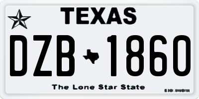 TX license plate DZB1860