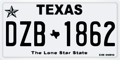 TX license plate DZB1862