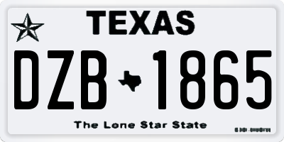 TX license plate DZB1865
