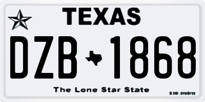 TX license plate DZB1868