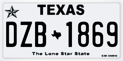 TX license plate DZB1869