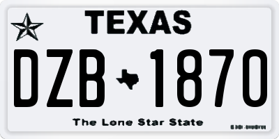TX license plate DZB1870