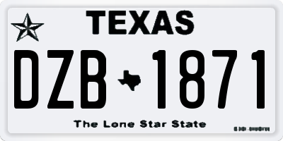 TX license plate DZB1871