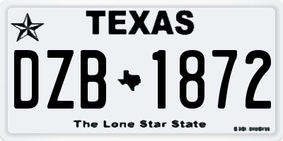 TX license plate DZB1872