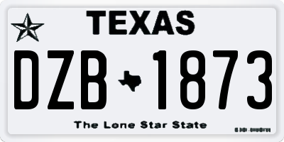 TX license plate DZB1873