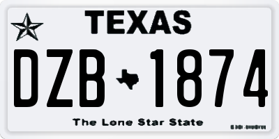 TX license plate DZB1874