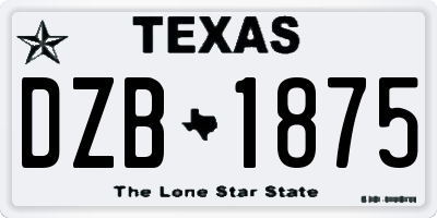 TX license plate DZB1875